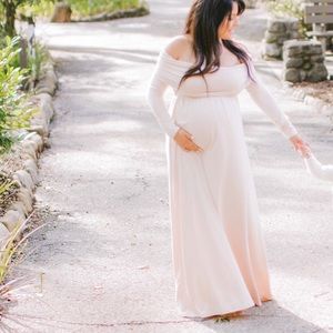 Long sleeve off shoulder maternity dress